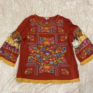 John Mark Multicolor Embroidered Blouse
